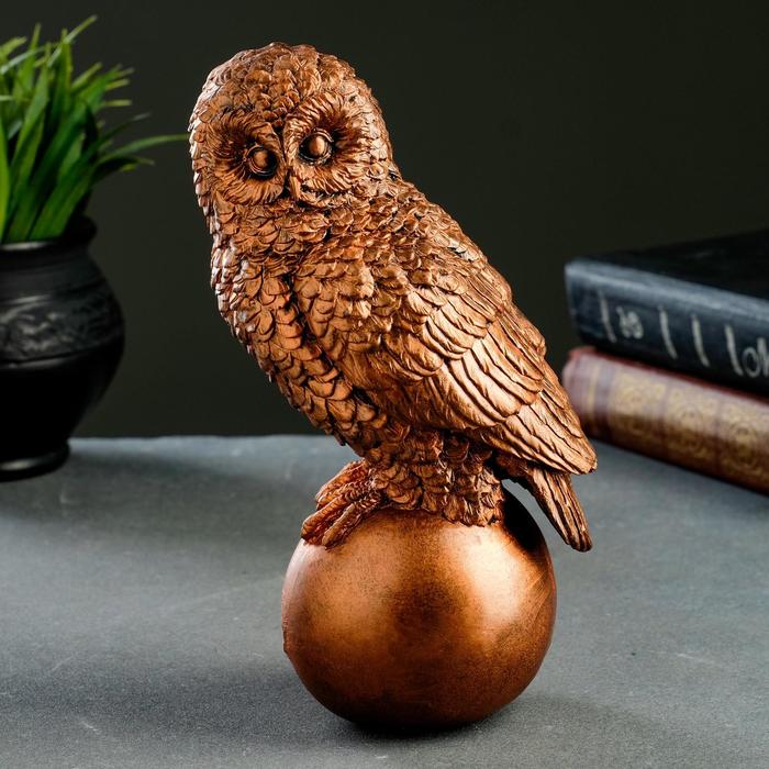 фото Фигура "сова на шаре" состаренная медь 19х9х8см хорошие сувениры
