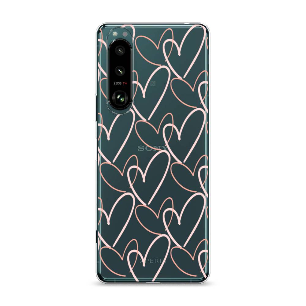 

Чехол на Sony Xperia 1 III "Узор из сердечек", Розовый;бежевый, 54850-6
