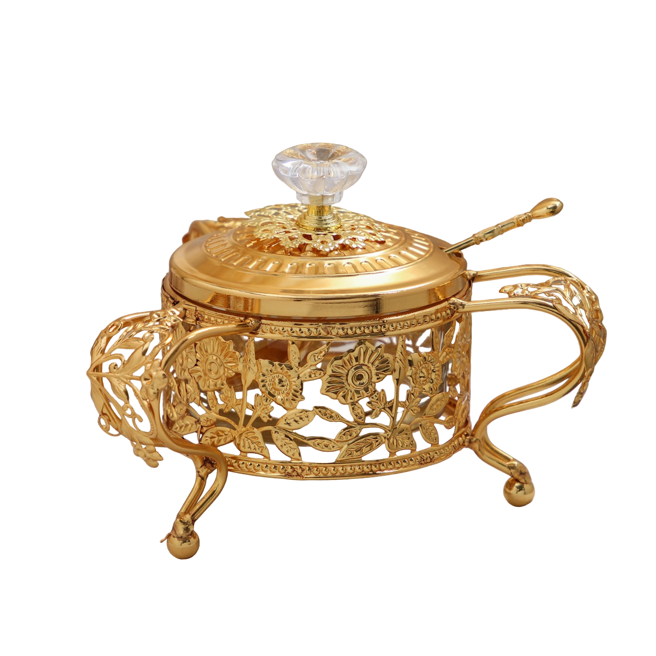 

Сахарница Котелок, 200 мл, 16x16,5x11 см, с ложкой, цвет металла золотой, Золотистый