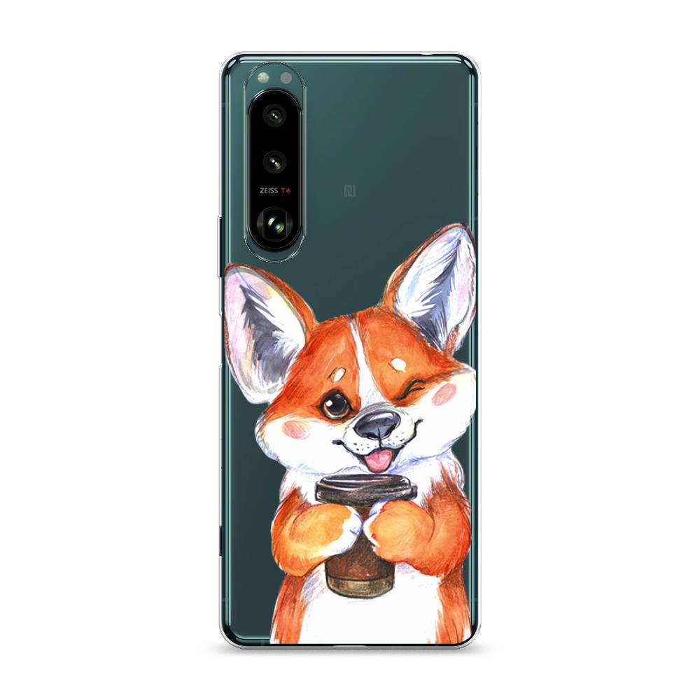 

Чехол на Sony Xperia 1 III "Корги с кофе", Оранжевый;белый, 54850-4