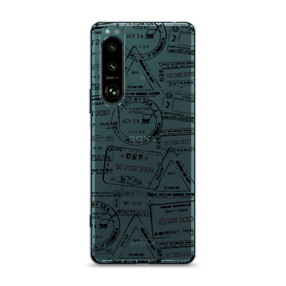 

Чехол на Sony Xperia 1 III "Visa stamps 2", Белый;черный;серый, 54850-2