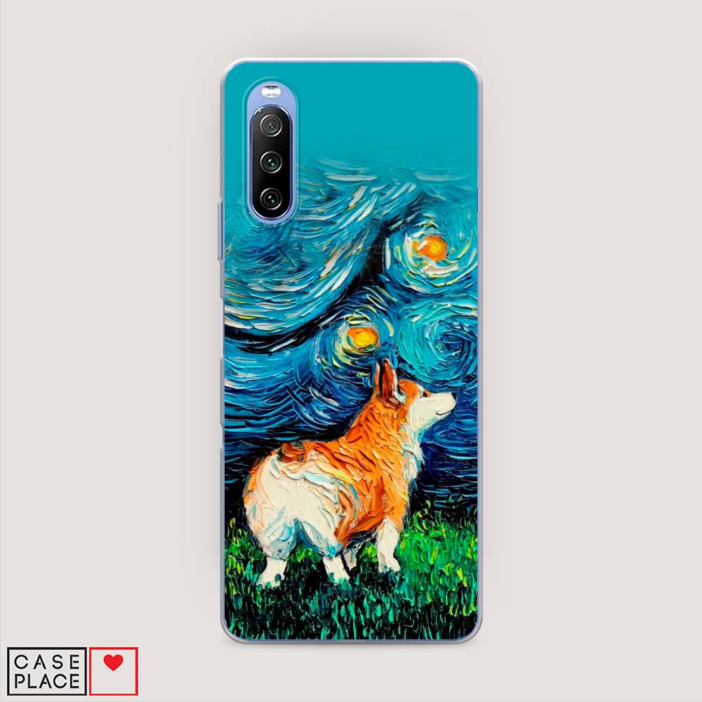 

Чехол на Sony Xperia 10 III "Корги звёздная ночь", Коричневый;белый;зеленый, 54950-1