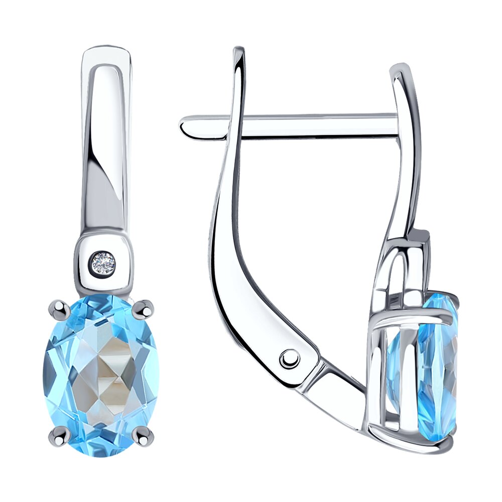 

Серьги из серебра SOKOLOV 92022562, бриллиант/топаз, 92022562