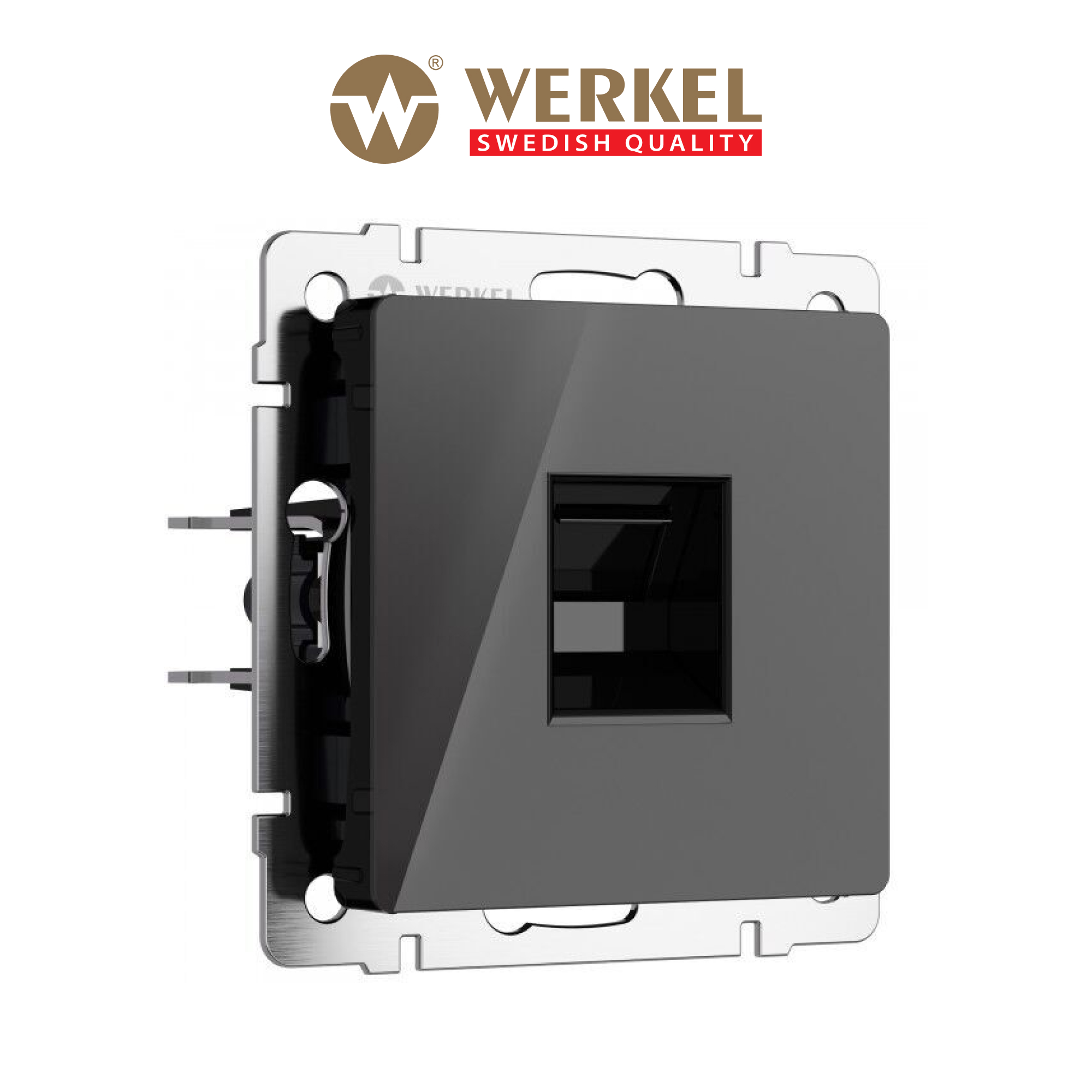 фото Встраиваемая розетка ethernet rj-45 werkel w1181048 акрил черный