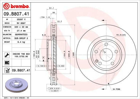 

Диск тормозной передн, MERCEDES-BENZ: A-CLASS A 250/A 250 4-matic 12-, B-CLASS B 250 11-,