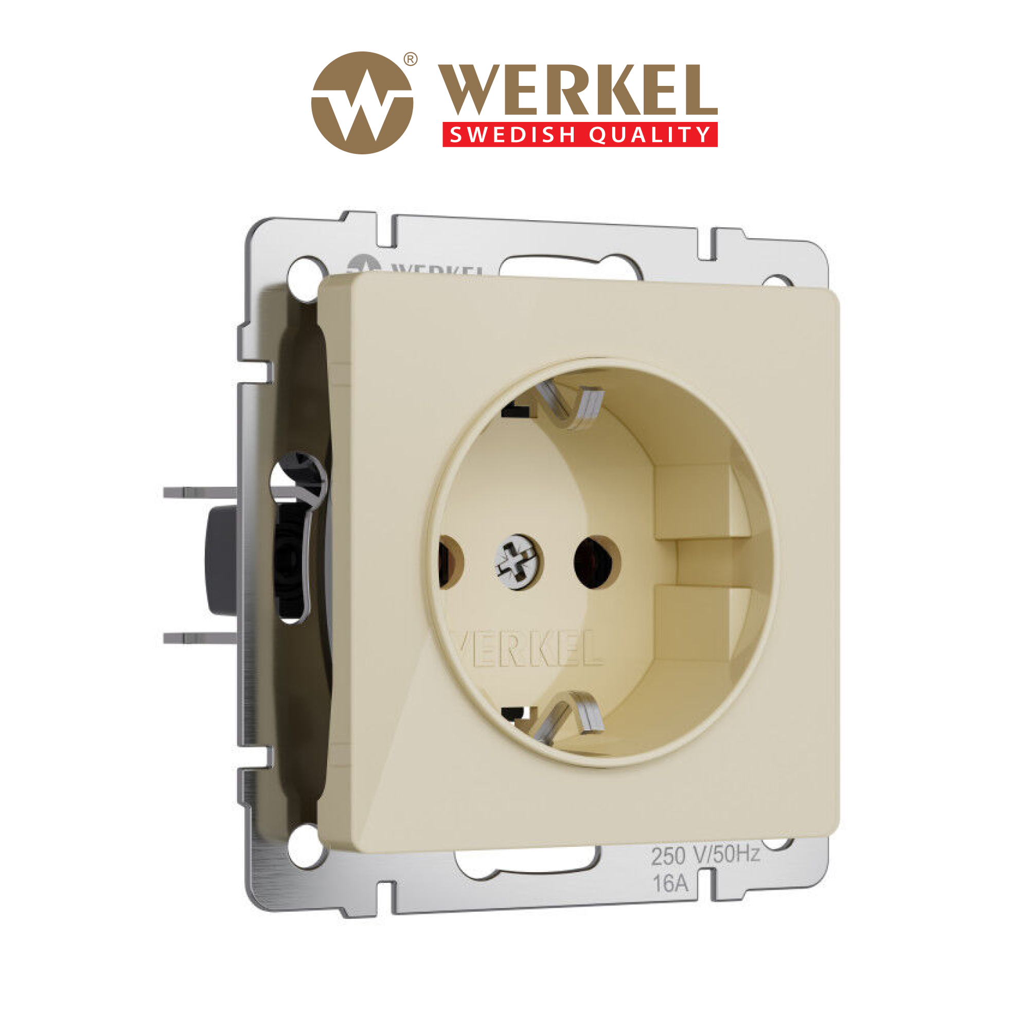 

Встраиваемая розетка с заземлением Werkel W1171043 16А акрил айвори, Бежевый, Розетка с заземлением