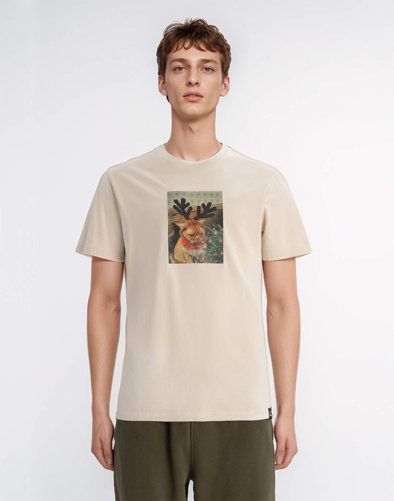 

Футболка мужская Gloria Jeans BKT016548 светло-бежевый M/182, BKT016548