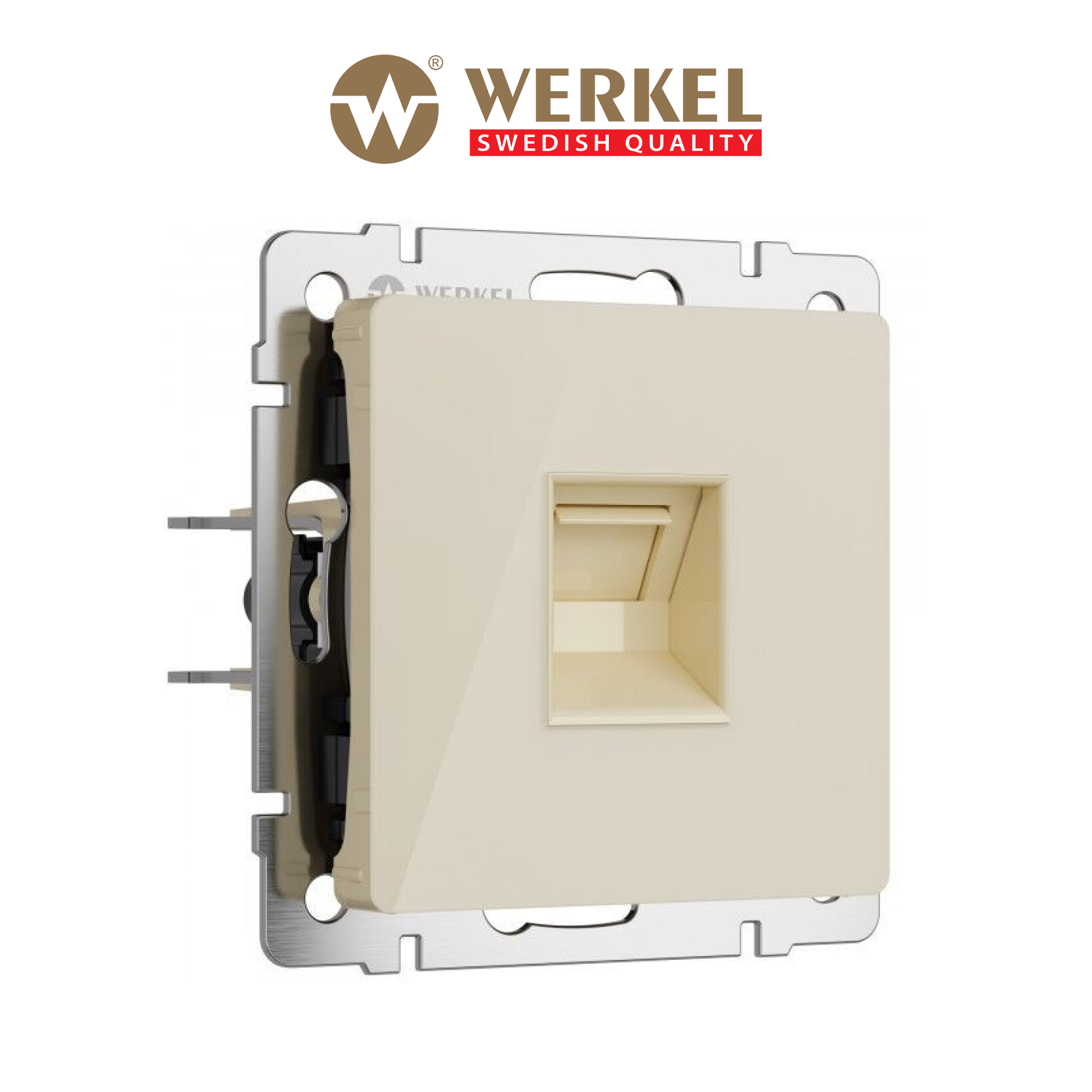 фото Встраиваемая розетка ethernet rj-45 werkel w1181043 акрил айвори