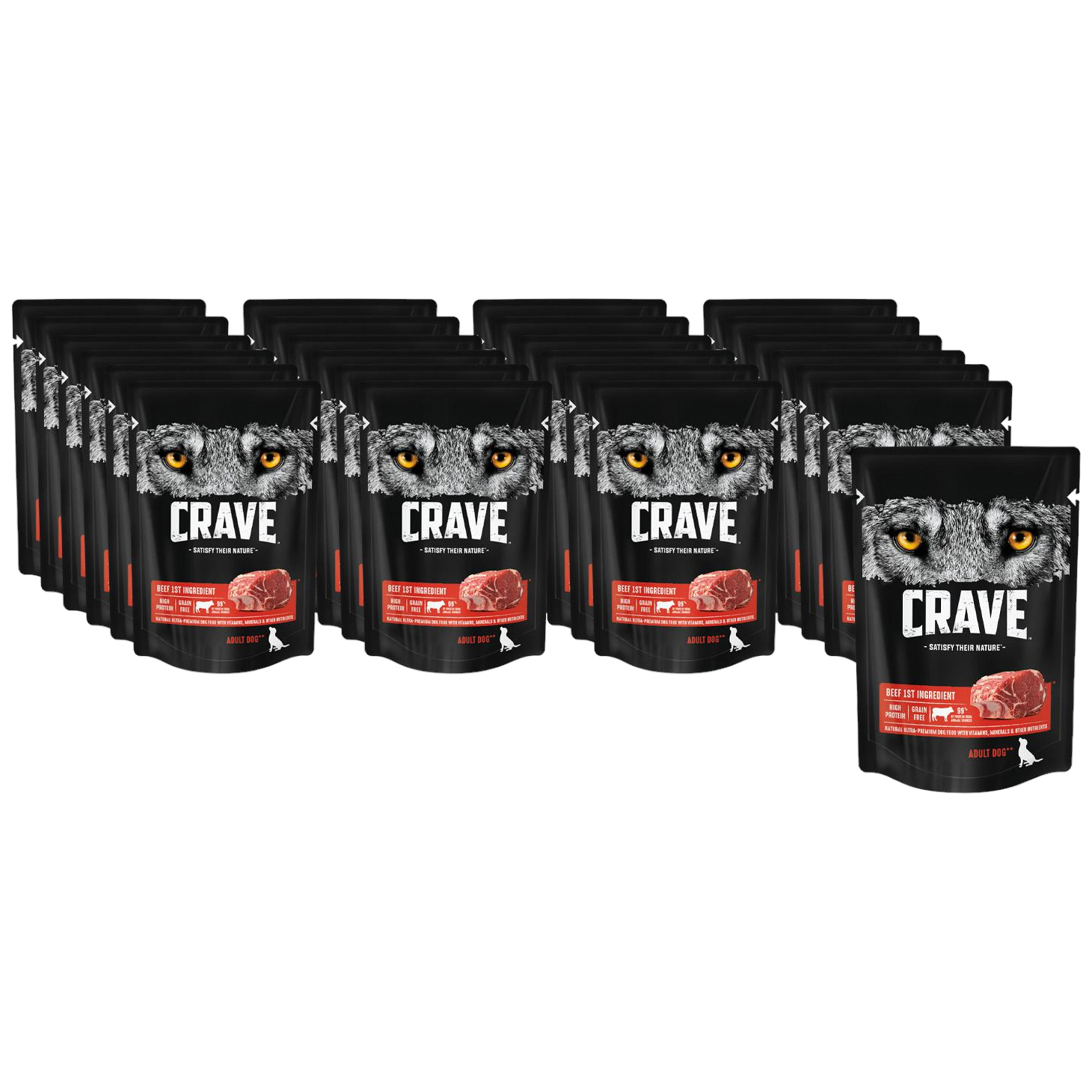 Влажный корм для собак Crave, говядина, 24 шт по 85 г