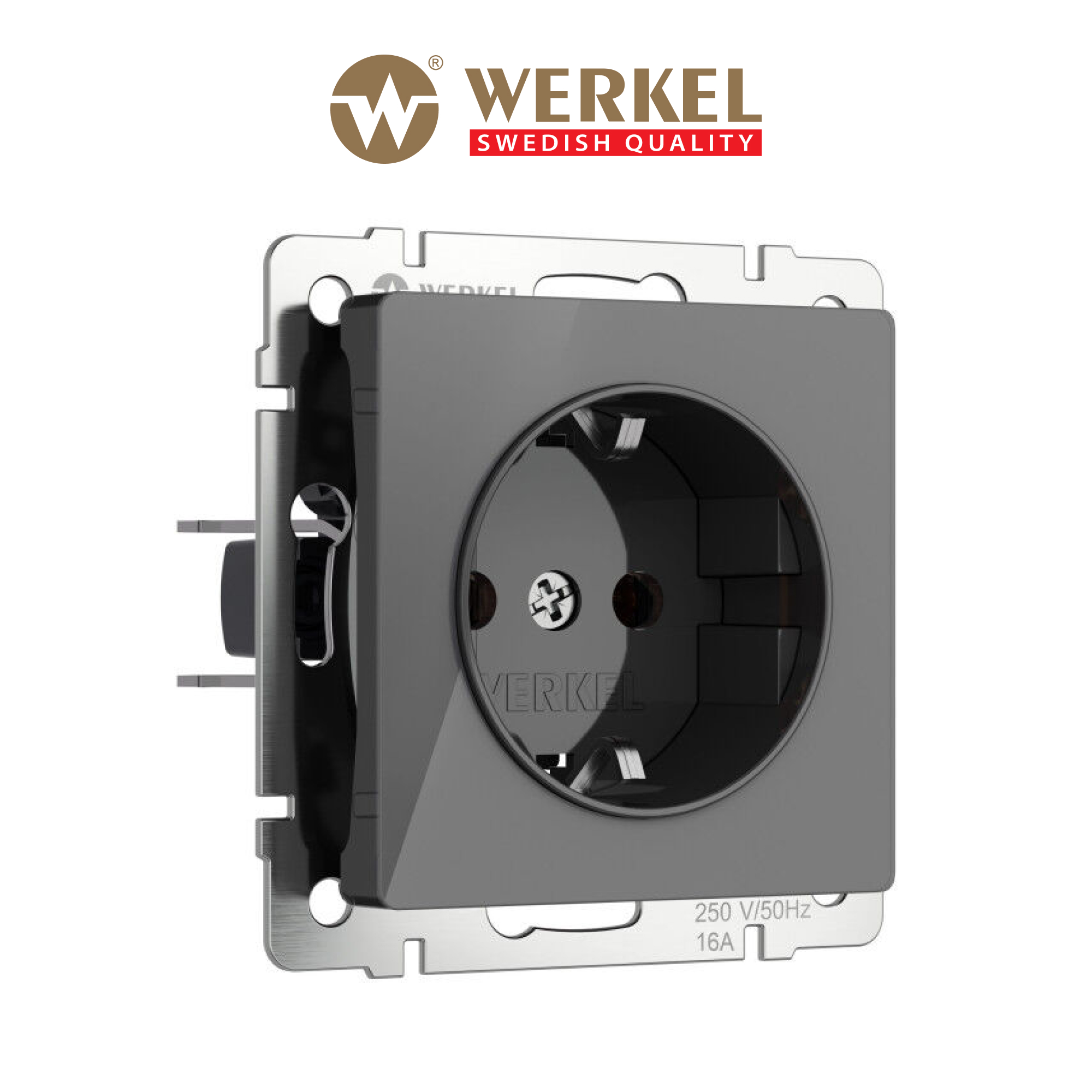 

Встраиваемая розетка с заземлением и шторками Werkel W1171144 16А акрил графит, Серый, Розетка с заземлением и шторками