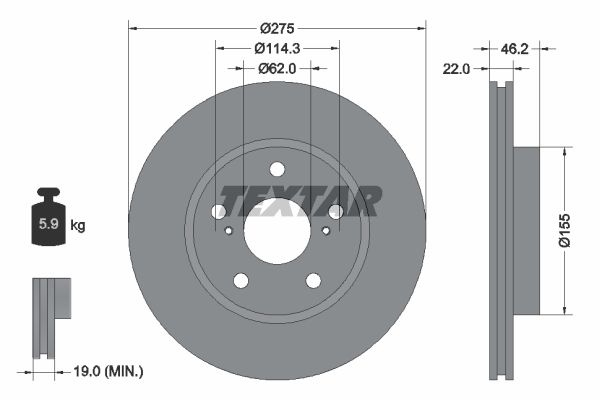 

Диск тормозной TOYOTA Auris 1,4-2,2L (07->) Corolla 1,4-1,8L (07->) с покрытием PRO
