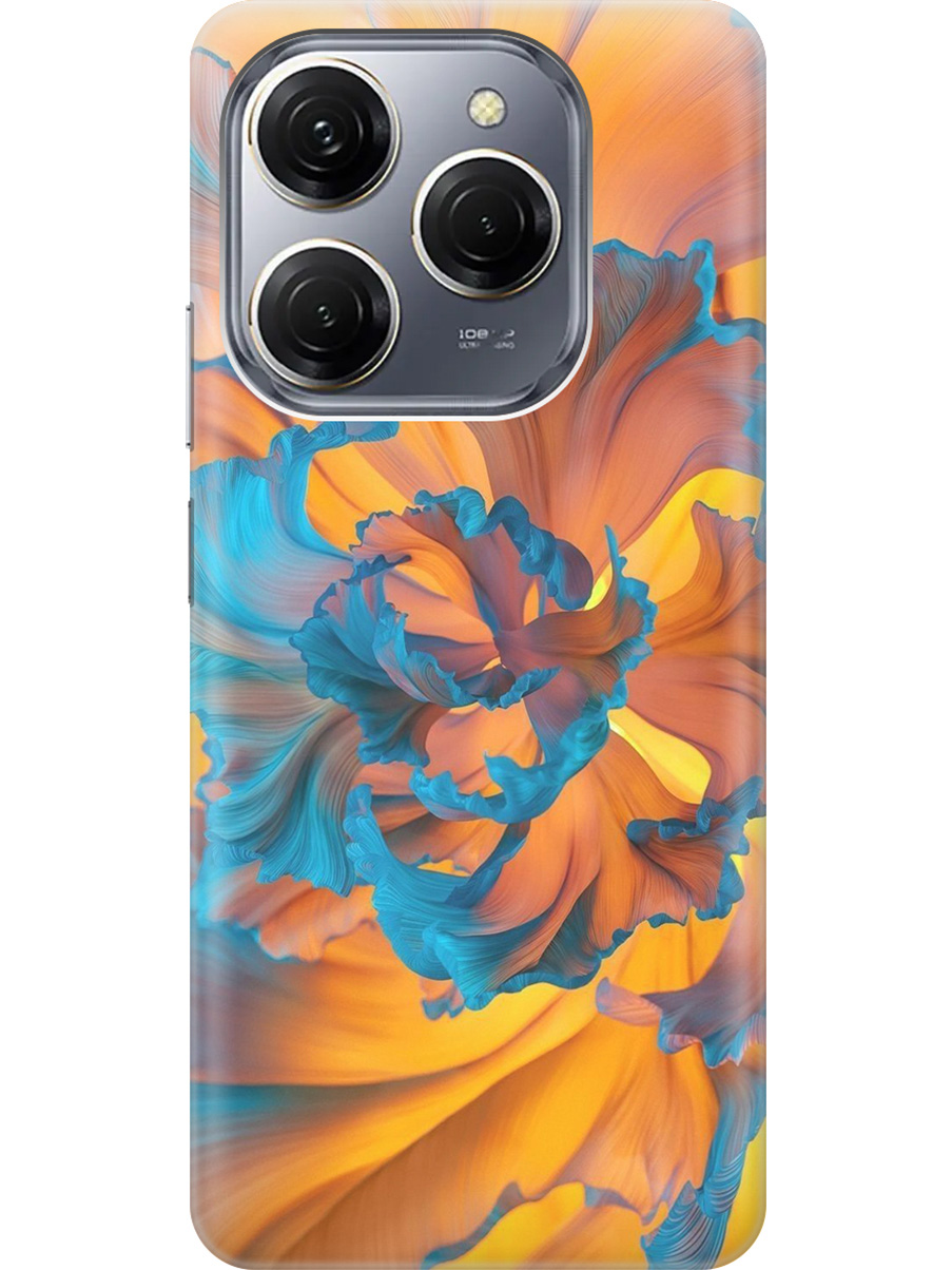 

Силиконовый чехол на Tecno Spark 20 Pro с рисунком "Желто-голубой цветок", Голубой;желтый, 20011920