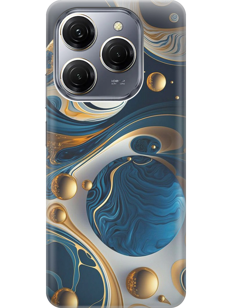 

Силиконовый чехол на Tecno Spark 20 Pro с рисунком "Сине-золотые фигуры", Желтый;синий, 20011920