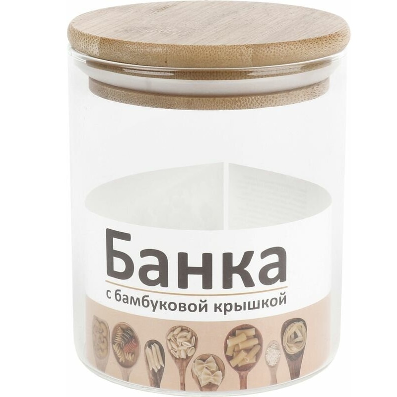 

Банка Union Source с бамбуковой крышкой 520 мл, Прозрачный