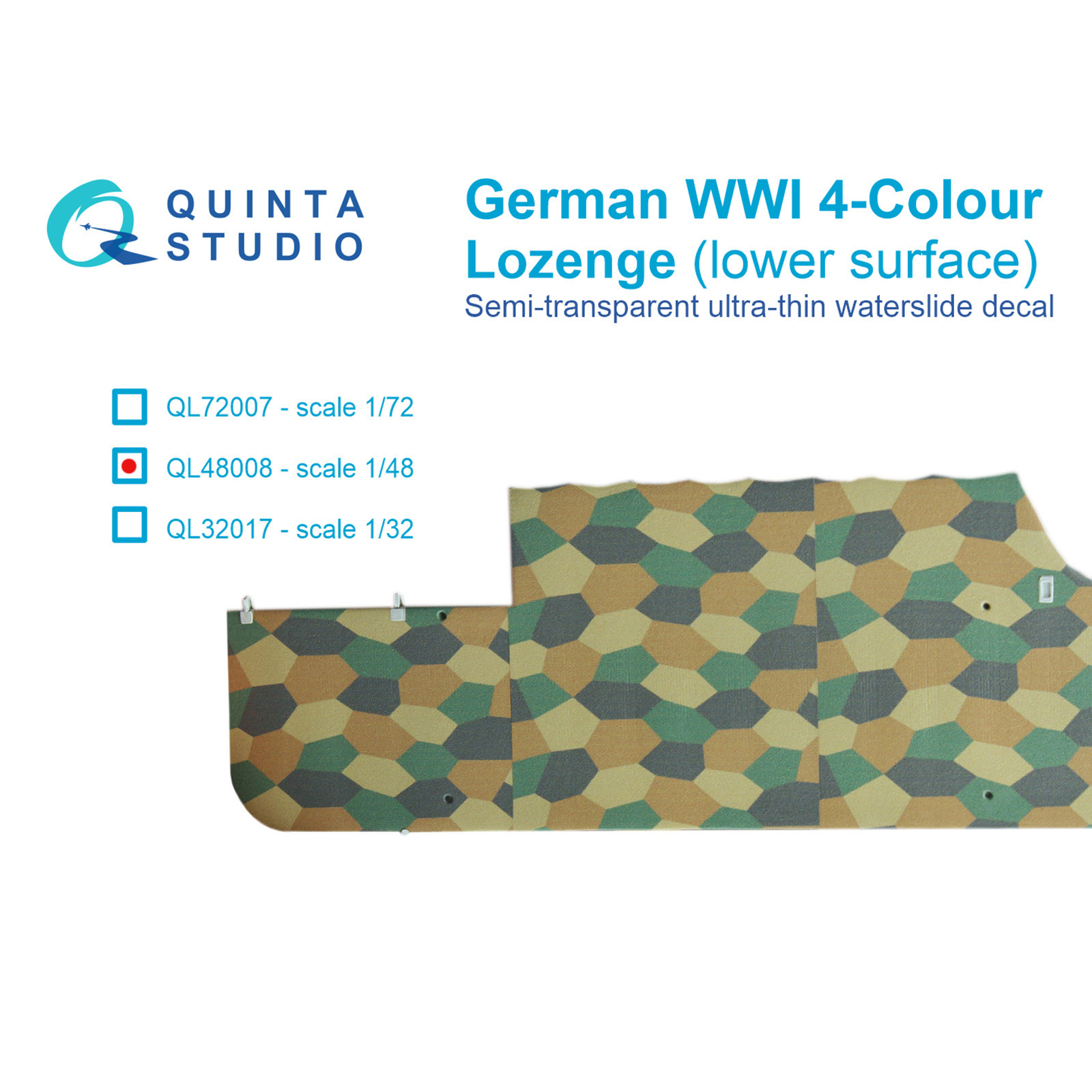 

Декаль Quinta Studio Германский WWI 4-цветный Лозенг нижние поверхности QL48008, Цветной