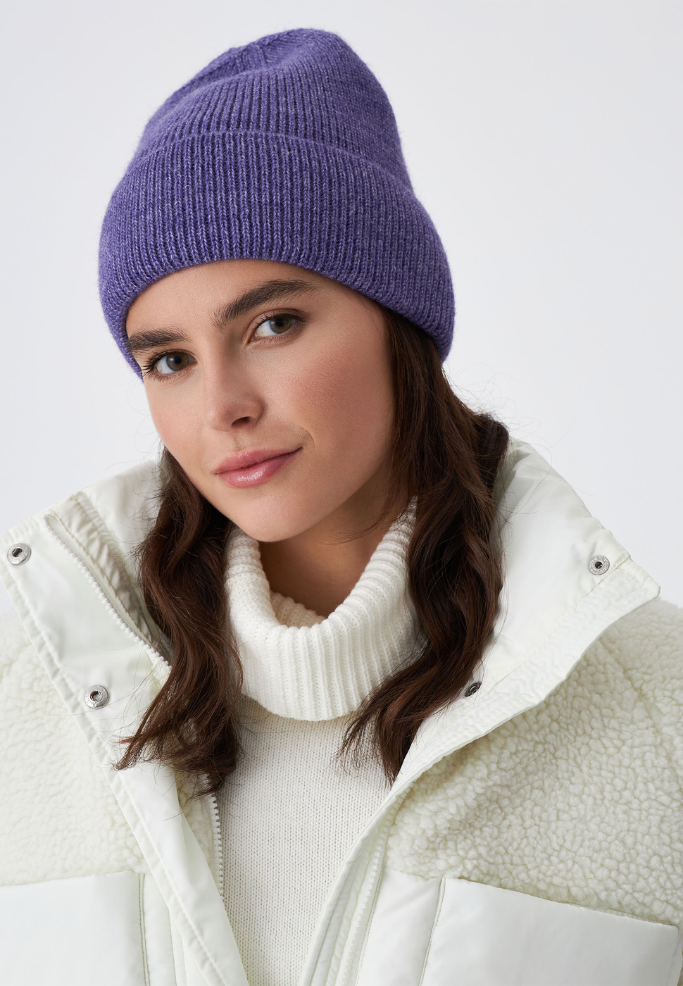 

Шапка бини женская Sela Accessory 2810143309 фиолетовая, р, Фиолетовый, 2810143309
