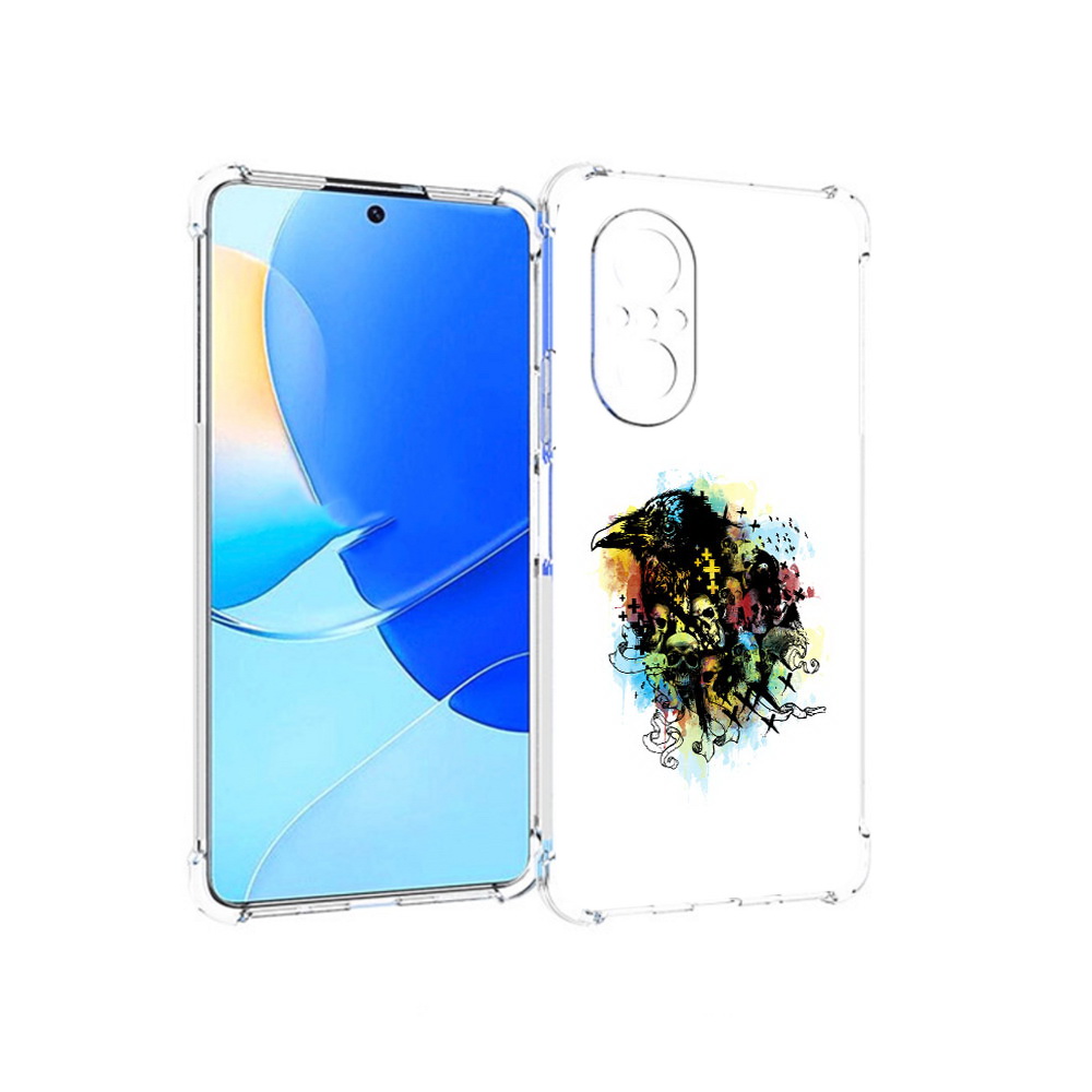 

Чехол MyPads Tocco для Huawei Nova 9 SE ворон и черепа, Прозрачный, Tocco