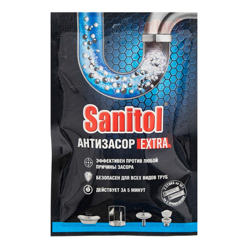 фото Средство sanitol extra для очистки труб 50 г х 2 шт