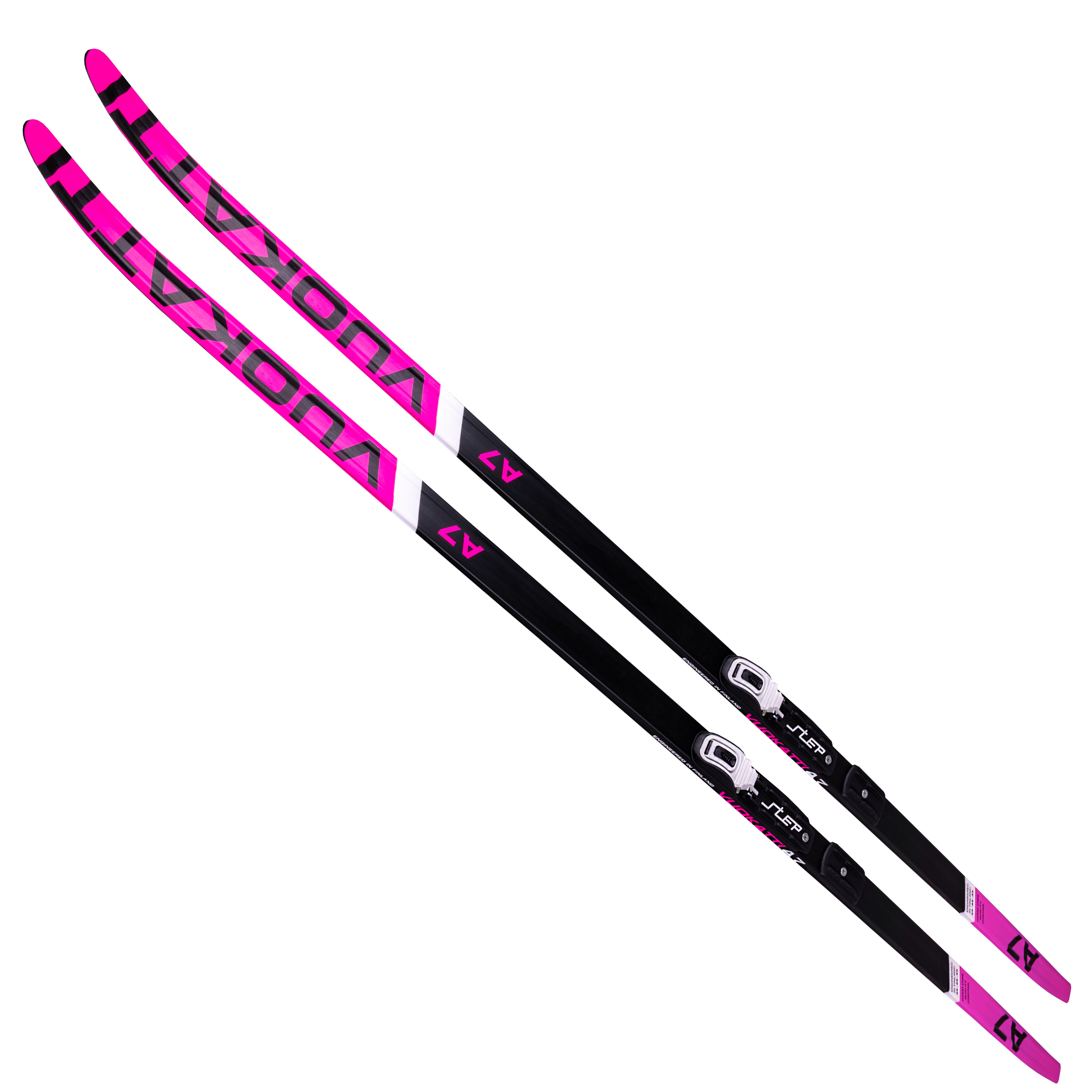 

Беговые лыжи VUOKATTI 150 см с креплением NNN Step-in (Step) Black Magenta без палок, Черный;розовый, NNN Step-in (Step) без палок