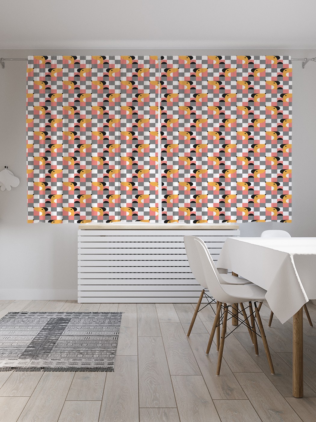 

Классические шторы JoyArty "Мордочка в квадратах", Oxford DeLux, 2 полотна 145x180 см, Мордочка в квадратах