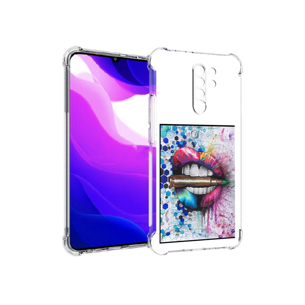Чехол MyPads Tocco для Xiaomi Redmi 9 разноцветные губы с пулей (PT150826.259.571)