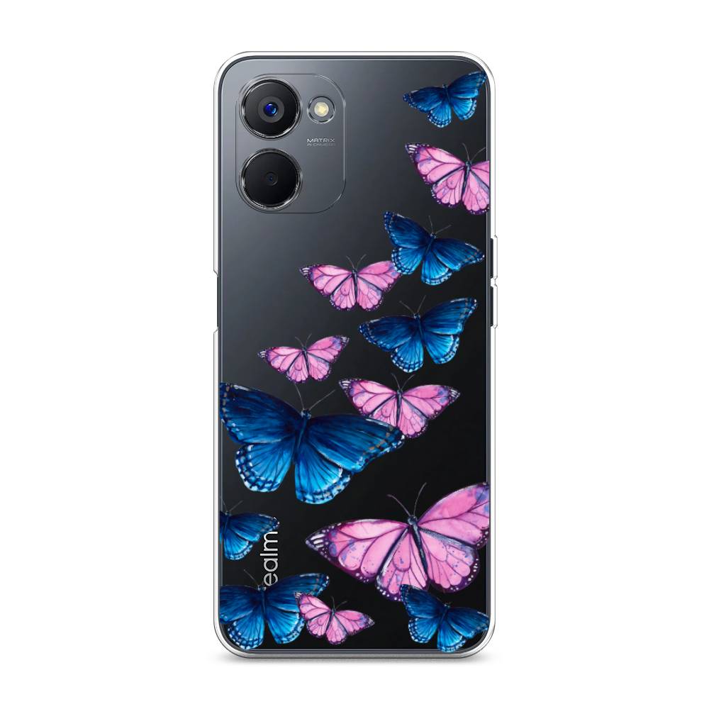 

Чехол Awog на Realme V20 "Полет бабочек", Синий;черный;розовый, 2512950-2