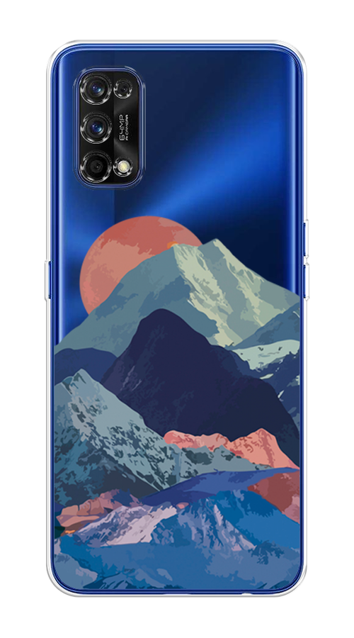 

Чехол на Realme 7 Pro "Закат в снежных горах", Красный;серый;голубой, 254050-2