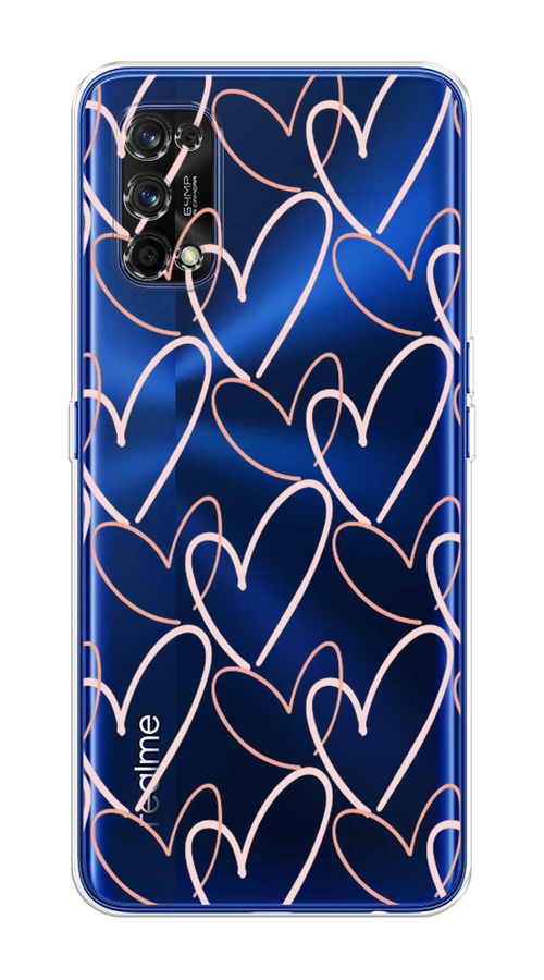 

Чехол на Realme 7 Pro "Узор из сердечек", Розовый;бежевый, 254050-6