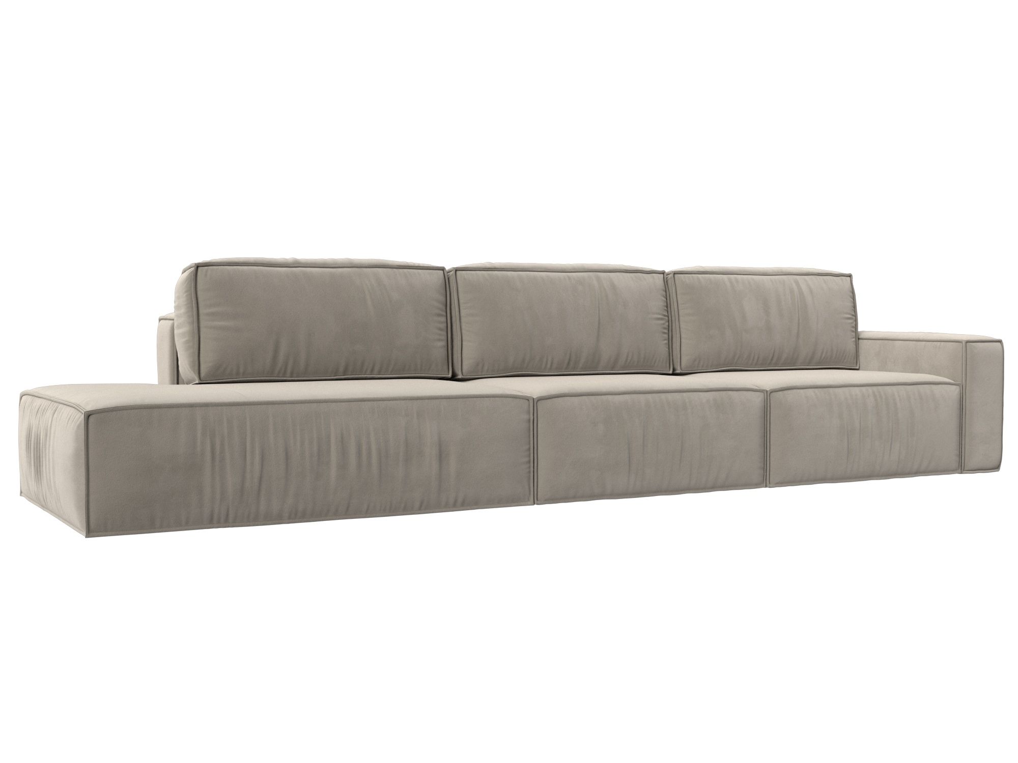 

Диван прямой Хит Диванов Прага правый микровельвет, еврокнижка, бежевый, 1005381