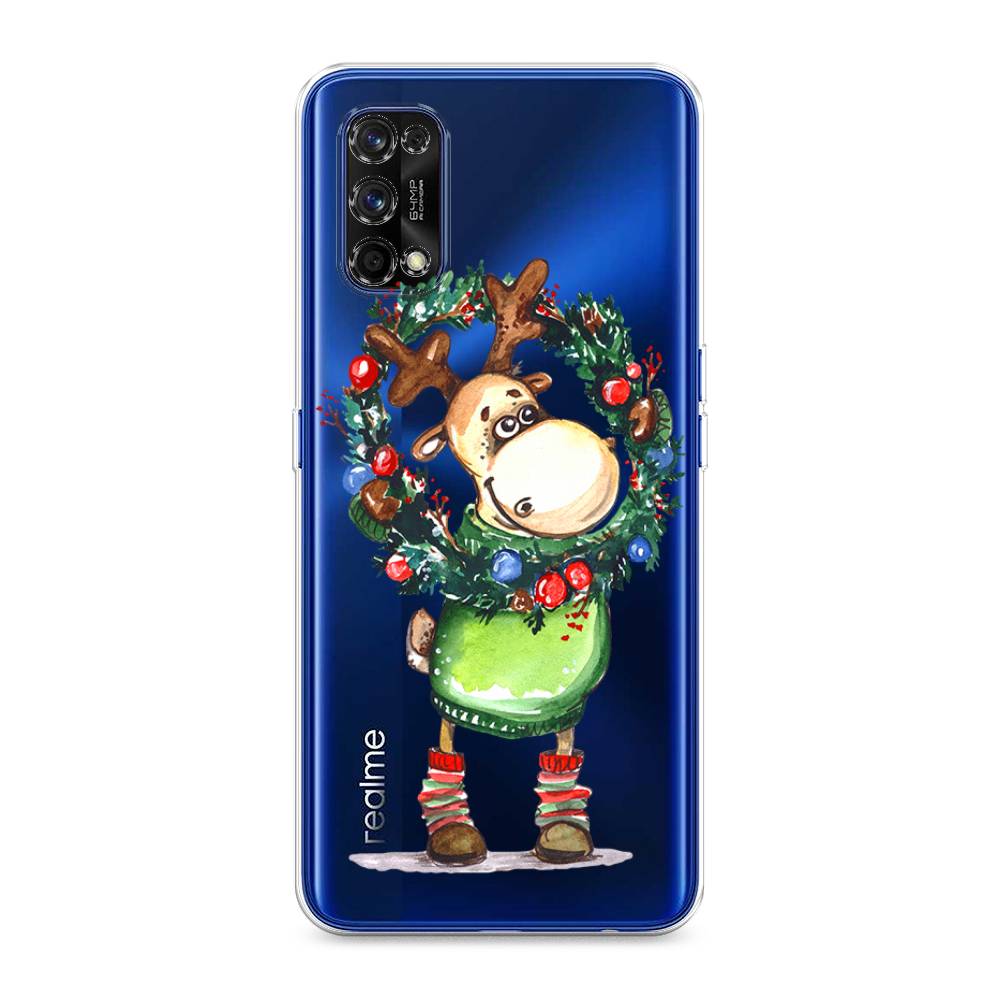 

Чехол на Realme 7 Pro "Олень с новогодним венком", 254050-4