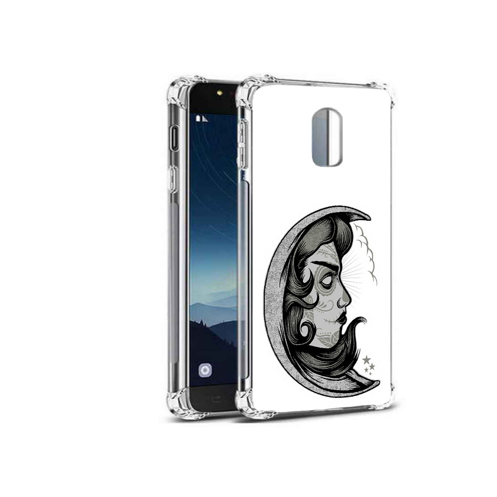 

Чехол MyPads Tocco для Samsung Galaxy C8 черно белая луна с лицом (PT96288.518.680), Прозрачный, Tocco