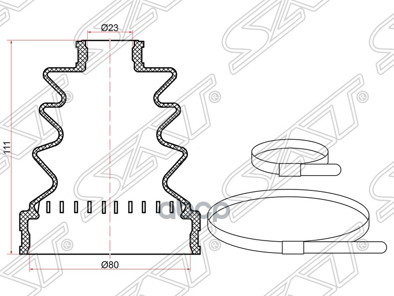 фото Пыльник шруса наружный kia ceed 06-, nissan tiida c11x 2004- (2 хомута. резина) sat арт. c