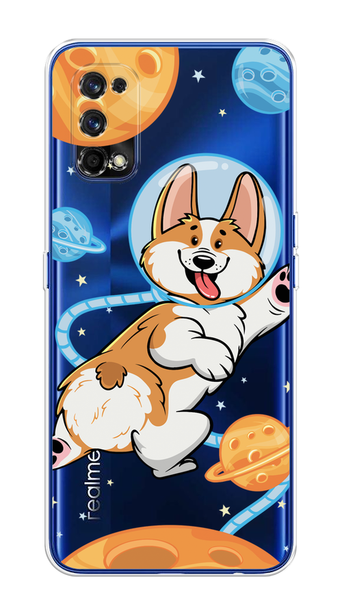 

Чехол на Realme 7 Pro "Корги-космонавт", Голубой;бежевый;белый, 254050-1
