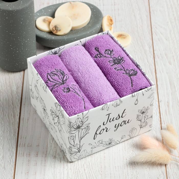 

Набор полотенец Этель Just for you 30х30 см-3шт, 100% хлопок 340 г/м2, Набор полотенец