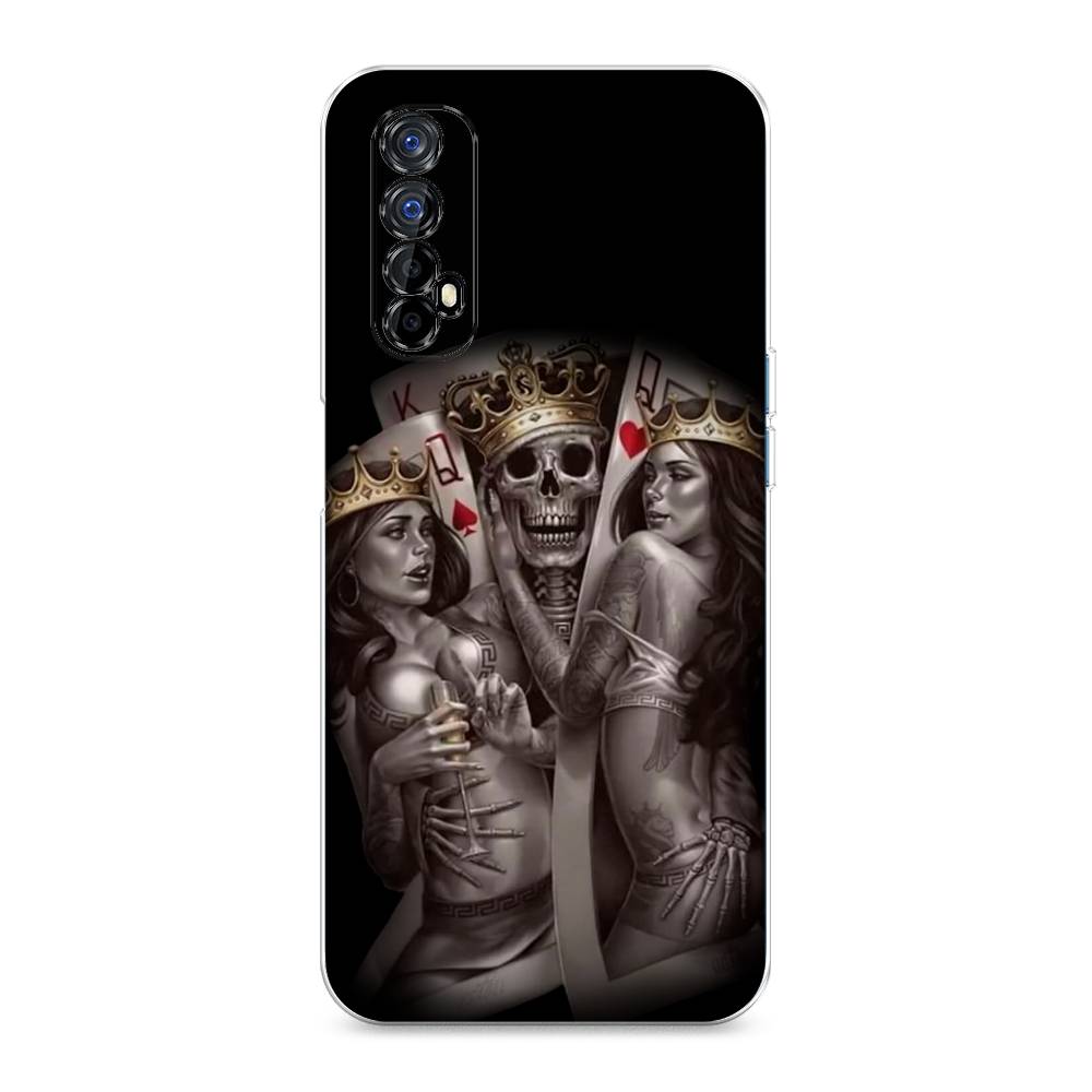 

Чехол на Oppo Realme 7 "Карты король и королевы", Серый;желтый, 254150-6