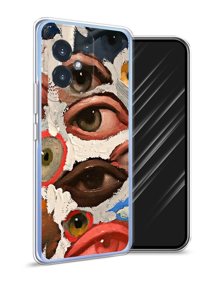 

Чехол Awog на Honor 100 "Глаза масляная живопись", Серый;бежевый;красный, 6122750-1