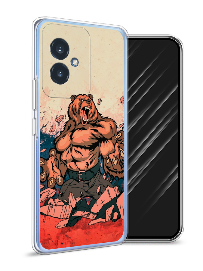 

Чехол Awog на Honor 100 "Медведь с флагом РФ", Коричневый;синий;красный, 6122750-1