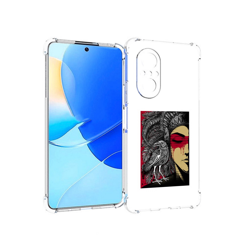 

Чехол MyPads Tocco для Huawei Nova 9 SE девушка с вороном в абстракции, Прозрачный, Tocco