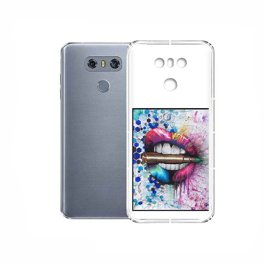 

Чехол MyPads Tocco для LG G6 разноцветные губы с пулей, Прозрачный, Tocco