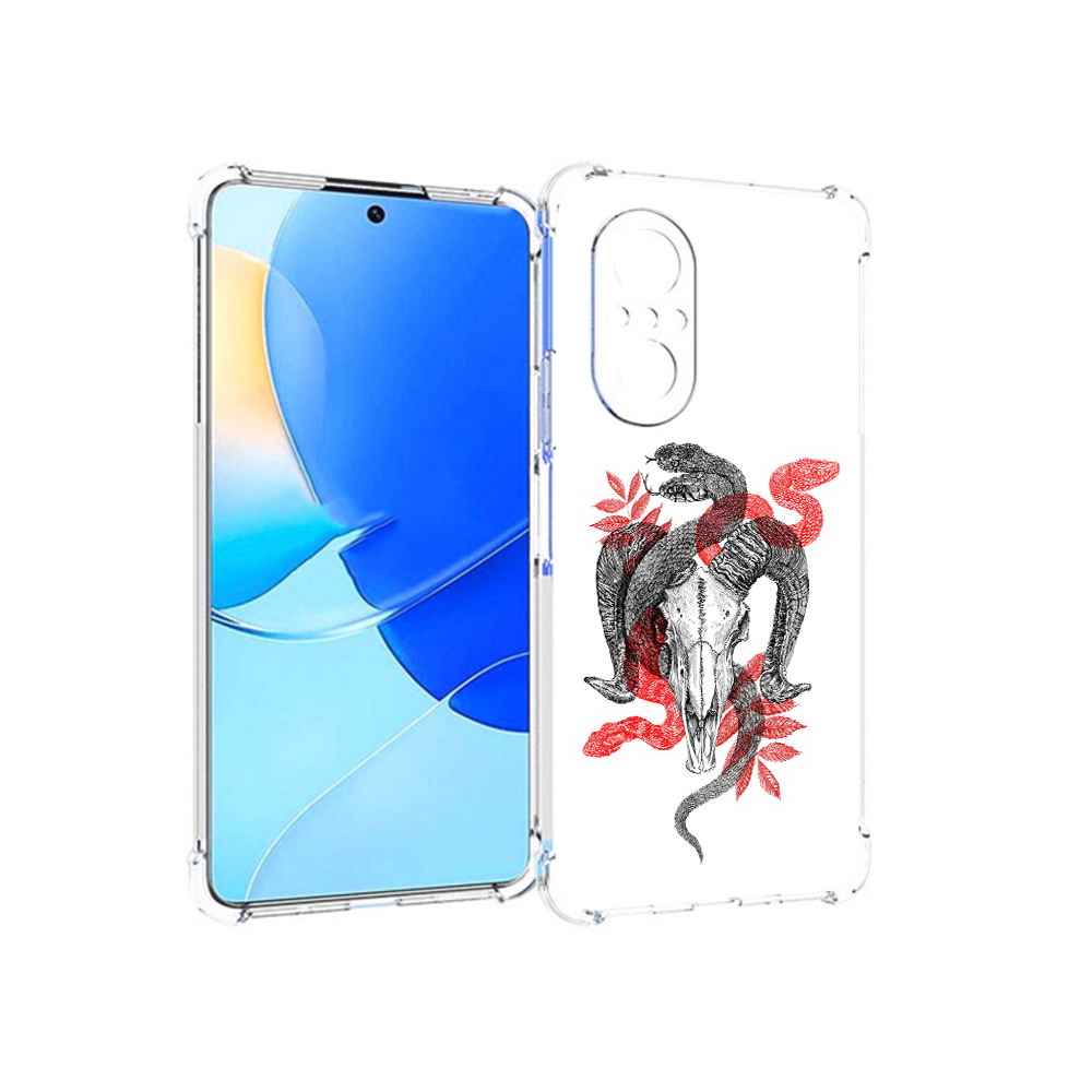 

Чехол MyPads Tocco для Huawei Nova 9 SE змея в черепе рисунок, Прозрачный, Tocco