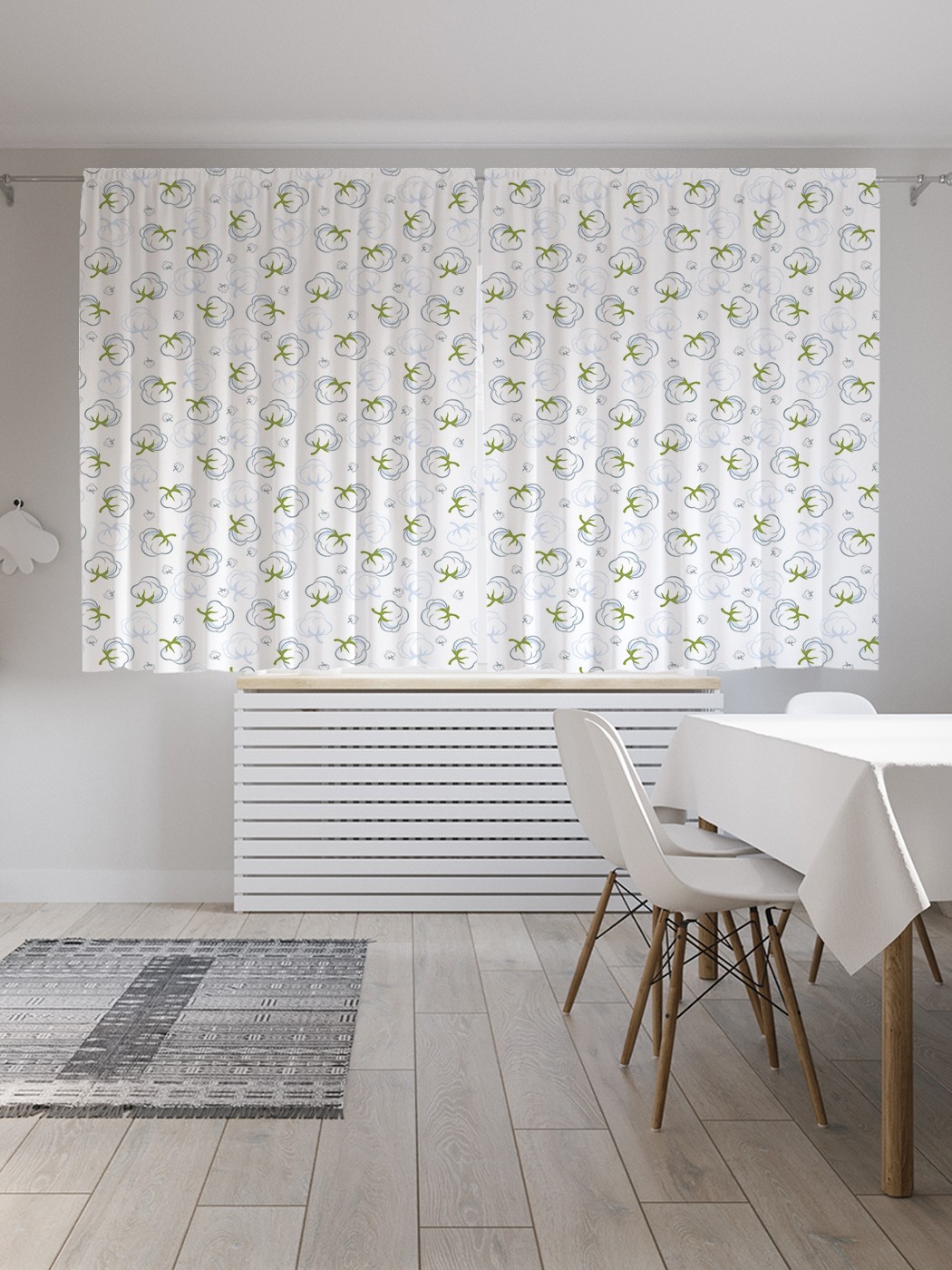 фото Классические шторы joyarty "хлопковый цветок", серия oxford delux, 2 полотна 145x180 см