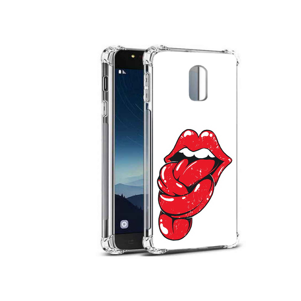 

Чехол MyPads Tocco для Samsung Galaxy C8 яркие губы с языком (PT96288.518.705), Прозрачный, Tocco