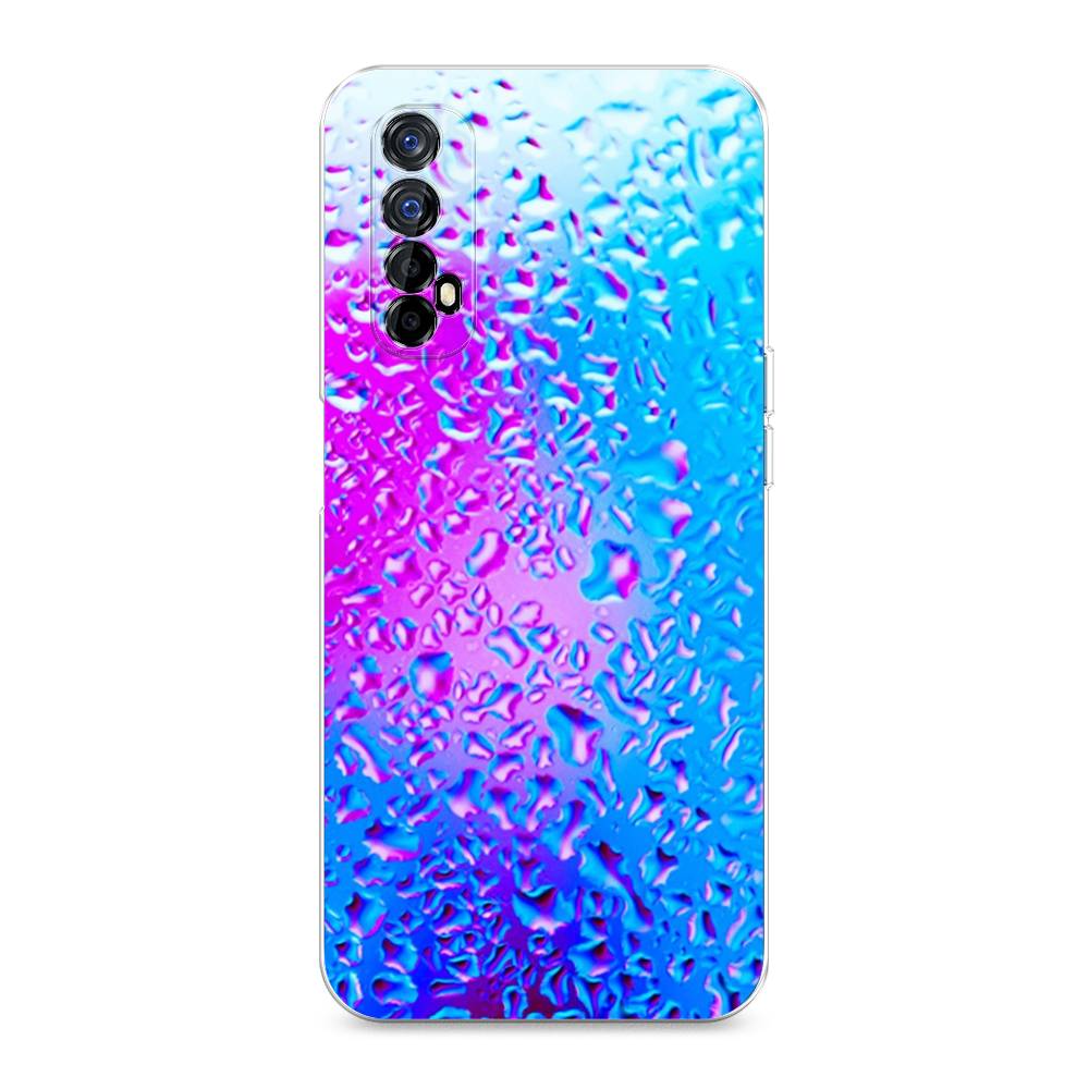 

Чехол на Oppo Realme 7 "Капли на стекле", Голубой;розовый, 254150-3