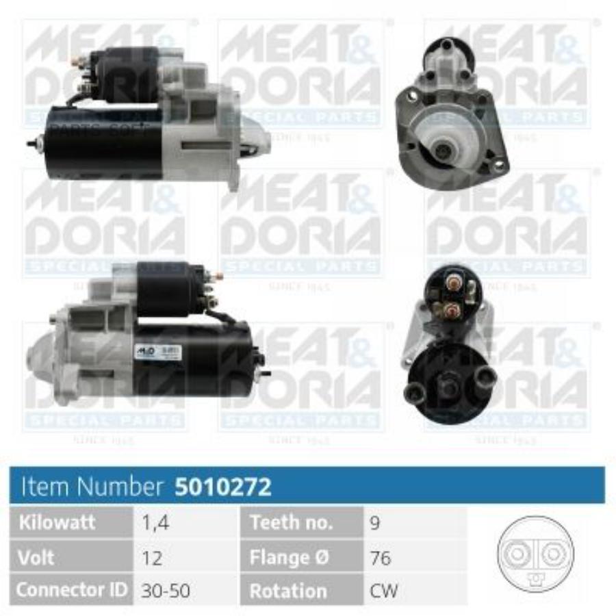 

MEAT&DORIA 5010272 Стартер 12V 1,4KW Volvo 850 (854), S70 (874), V70 I, XC90 I (275)