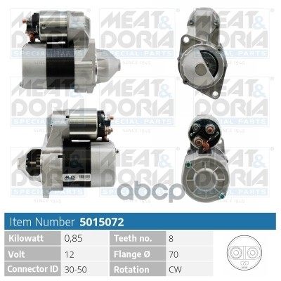 

MEAT&DORIA 5015072 Стартер 12V 0,85KW Mercedes A (W168), Renault Twingo I 1.2