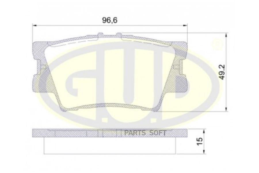 Тормозные колодки GUD задние дисковые GBP123100 1442₽
