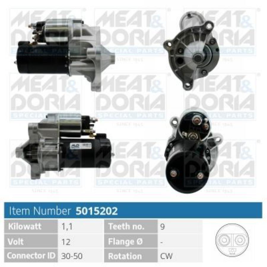 

MEAT&DORIA 5015202 Стартер 12V 1,1KW Fiat Ducato (230), Citroen Berlingo (MF)