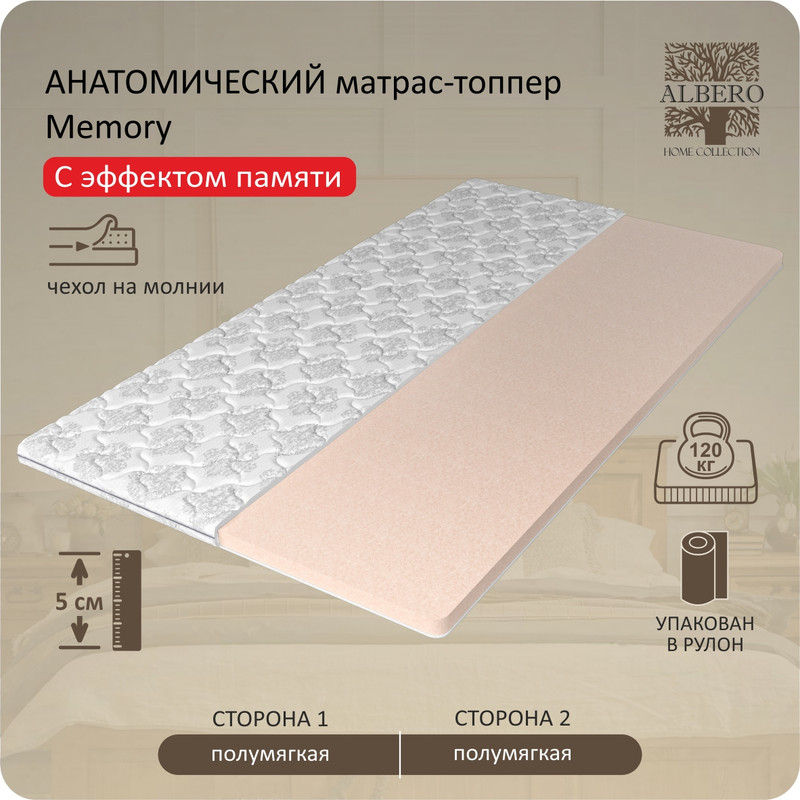 

Анатомический матрас-топпер Albero Memory 150x200, Белый, Memory