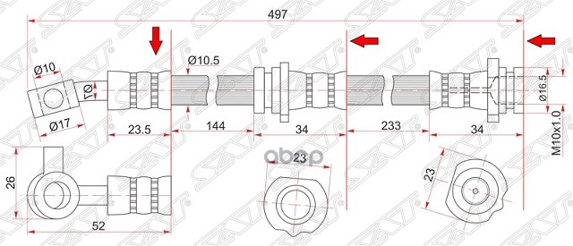 фото Шланг тормозной передний (таиланд) nissan bluebird sylphy/pulsar/sunny/wingroad/ad 98-08 l sat