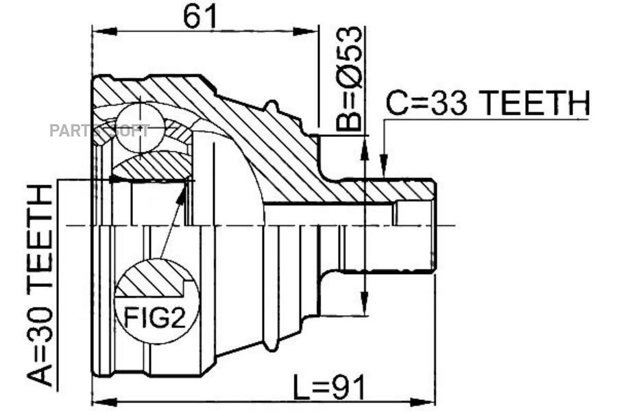 Шрус Audi 80/90 1.6-2.3 86-96 Нар. JIKIU арт. JC33002